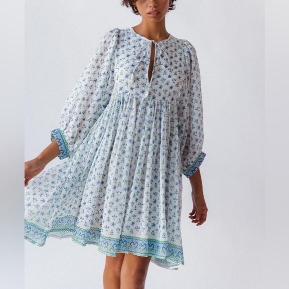 Daughters of India Blue and White Mini Dress - Picture 1 of 9
